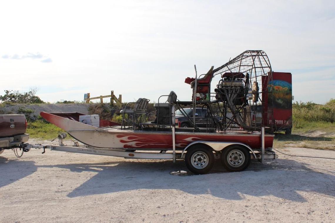The airboat that crashed last year in the Everglades, killing recent University of Miami graduate Elizabeth Goldenberg. Prosecutors this week decided they could not criminally charge the craft’s skipper.