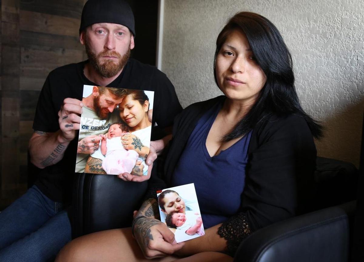 Justin Johnson, 36, and his Miccosukee girlfriend, Rebecca Sanders, 28, who gave birth to baby Ingrid Ronan Johnson, Friday, March 16, 2018, only to see the baby whisked away by Miccosukee Police. The couple claims that a Miccosukee tribal court issued a bogus order awarding custody of the child to the child’s grandmother, Betty Osceola, a high-ranking tribal member. Johnson filed a lawsuit this week against the hospital and tribal members.