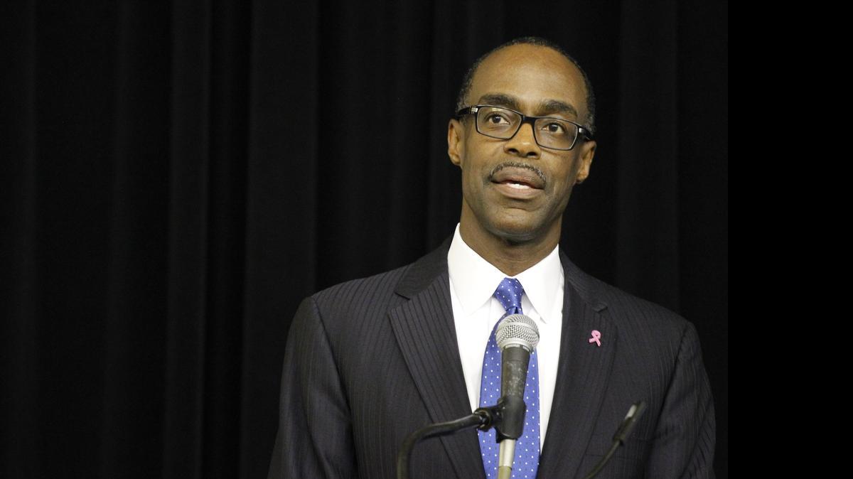 
Broward Schools Superintendent Robert Runcie addresses the audience at a town-hall style meeting at Western High School in Davie, Florida, on October 2, 2013.
