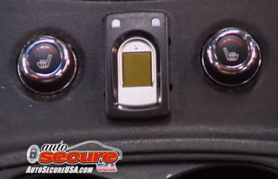 This Hawk fingerprint sensor was installed onto a car dashboard, as depicted in a promotional video. The driver would place their finger on the screen, and if their print was correct, it would allow them to start the car.