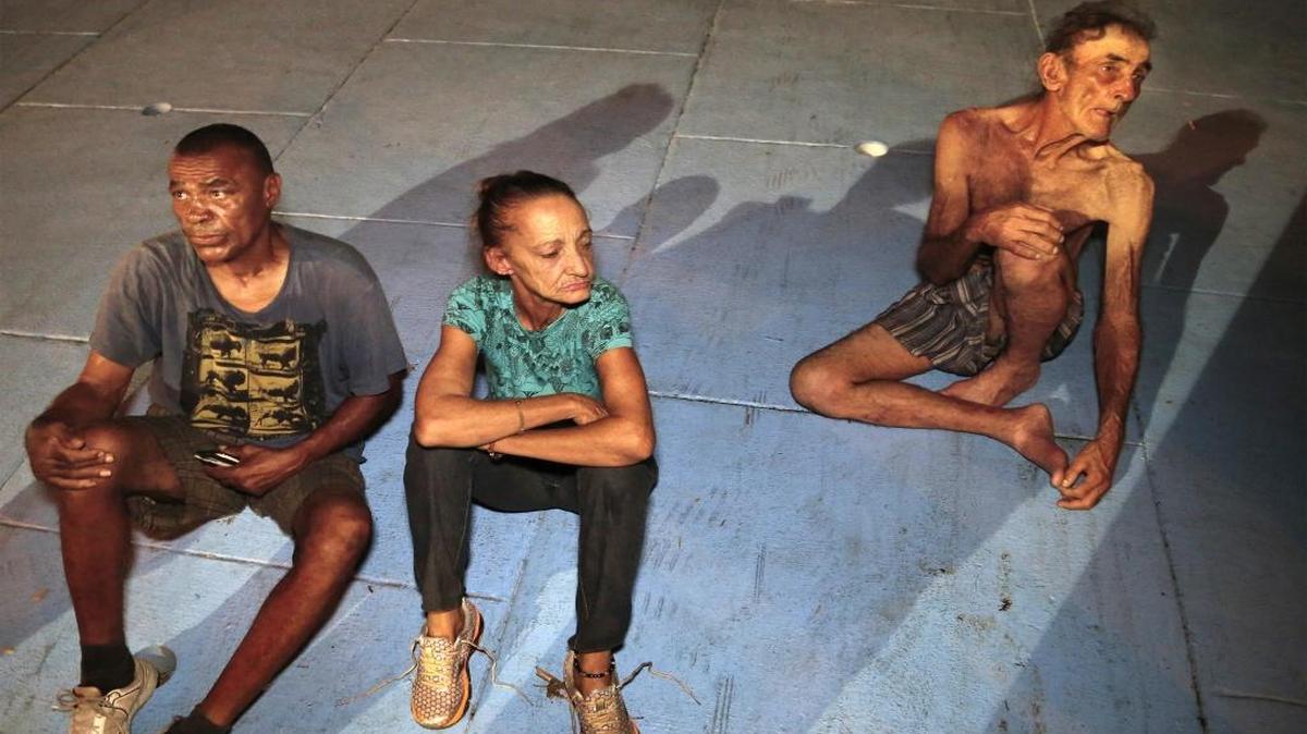 
A homeless strike force interviews and registers individual homeless persons after they were discovered underneath an overpass, in attempt to find them 90 days of housing and services. 
