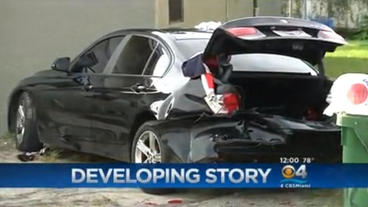 Miami police set up a perimeter in the Allapattah neighborhood not far from Miami Jackson Senior High early Friday, Nov. 24, 2017, after reports of shots fired. A woman in a BMW said a man stole money from the vehicle and then rammed the car with his truck.
