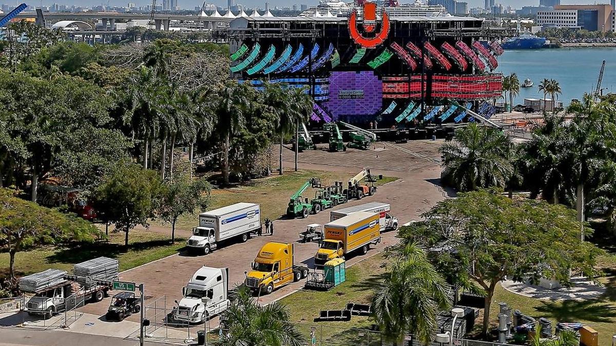 The stages are set on Wednesday, March 22, 2017 as final preparations are done for this weekend’s Ultra Music Festival in downtown Miami.