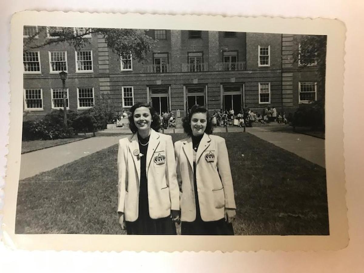 Viva Girl Rosalie Lewen, right, fondly remembers her cheer days 70 years ago when she attended Brooklyn College. However, she can’t remember the name of her classmate in this photo.