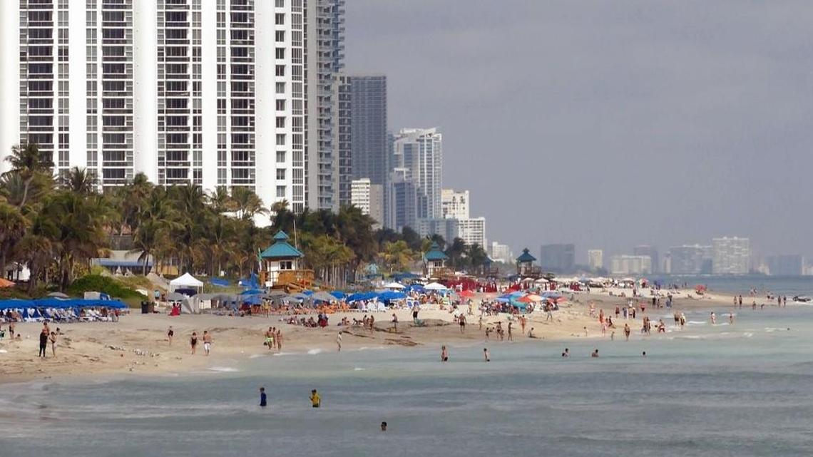 A two-block stretch of Sunny Isles Beach was shut down by the Florida Department of Health Thursday after samples showed that bacteria levels were too high.