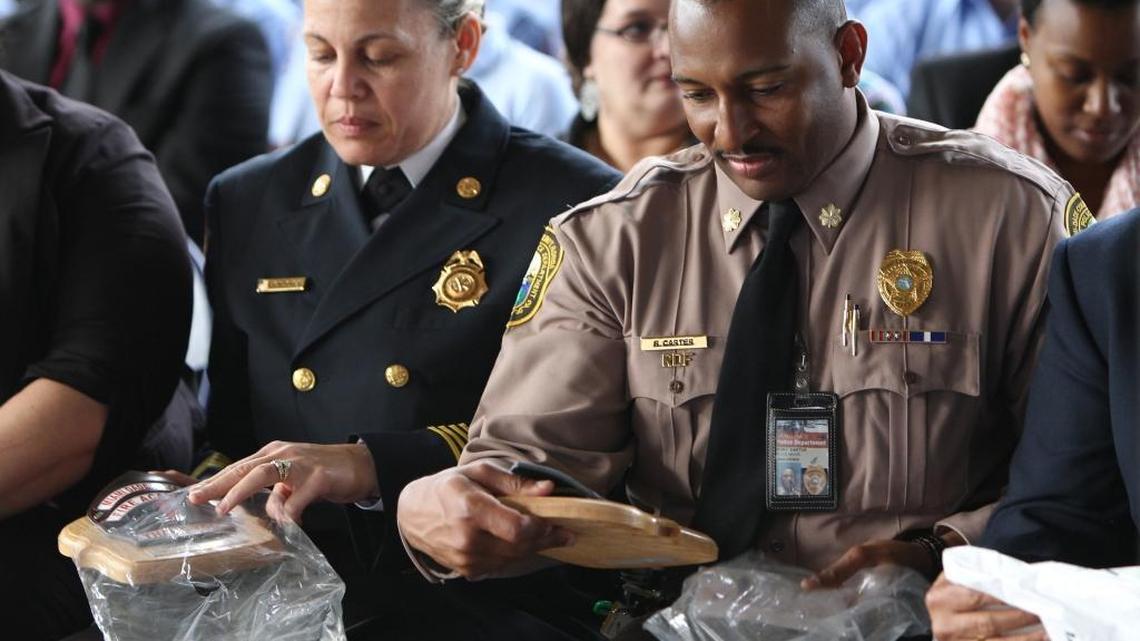 Miami-Dade police Major Ricky Carter, commander of the Northside District, at a ceremony in 2016.