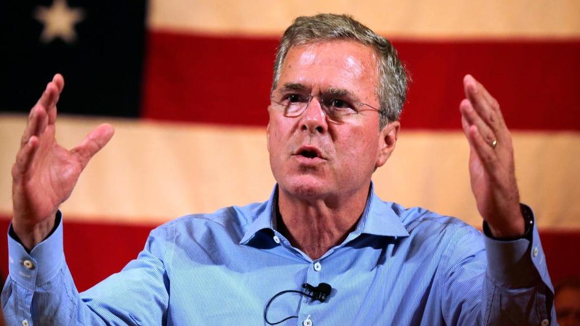 
Republican presidential candidate former Florida Gov. Jeb Bush addresses guests during a town hall style gathering in Gorham, N.H., Thursday, July 23, 2015.
