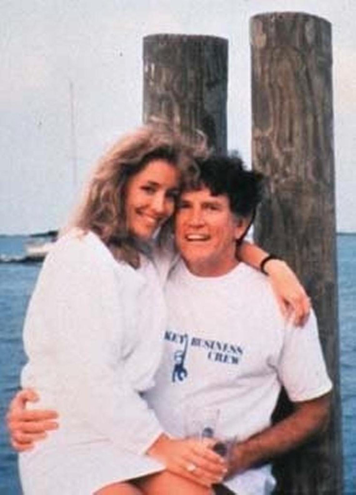 Donna Rice and Gary Hart in 1987, in a photo that first appeared in the National Enquirer.