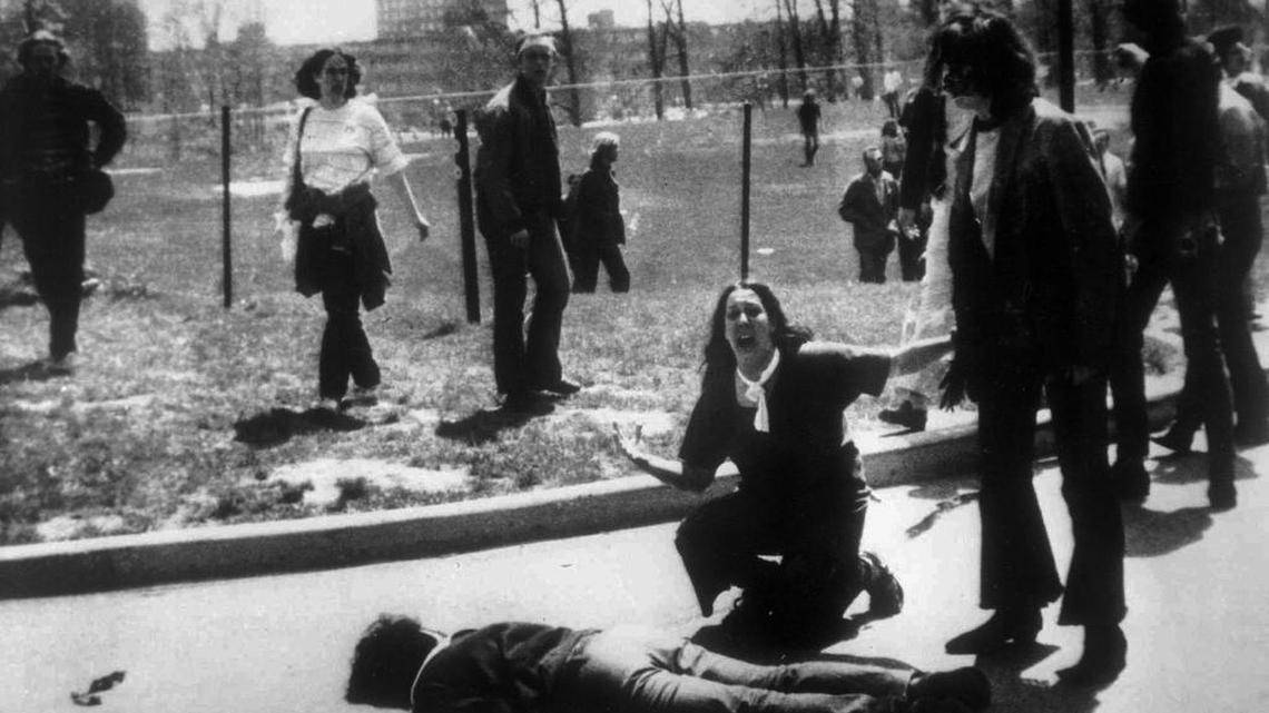 Mary Ann Vecchio, 14, screams as she kneels by the body of student Jeffrey Miller on the campus of Kent State University in Kent, Ohio, 41 years ago on May 4, 1970. National Guardsmen had fired into a crowd of demonstrators, killing four and wounding nine others.