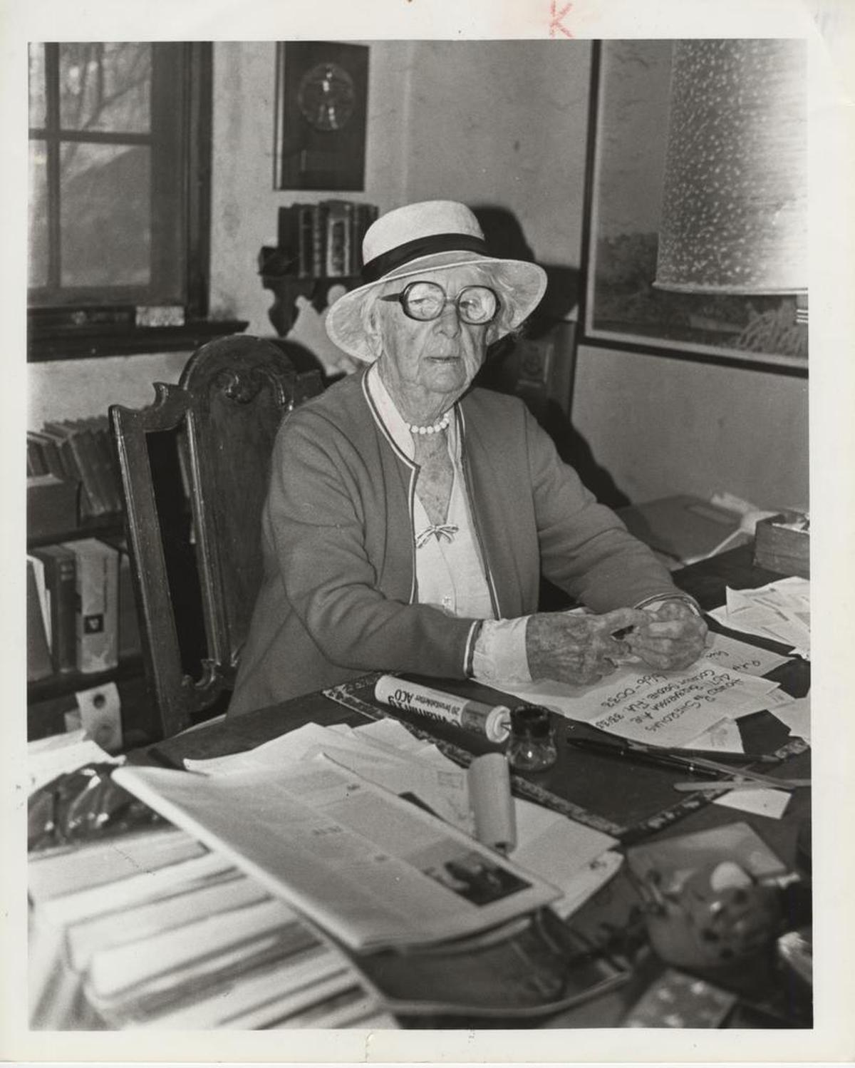 Marjory Stoneman Douglas at her desk inside her Coconut Grove home.