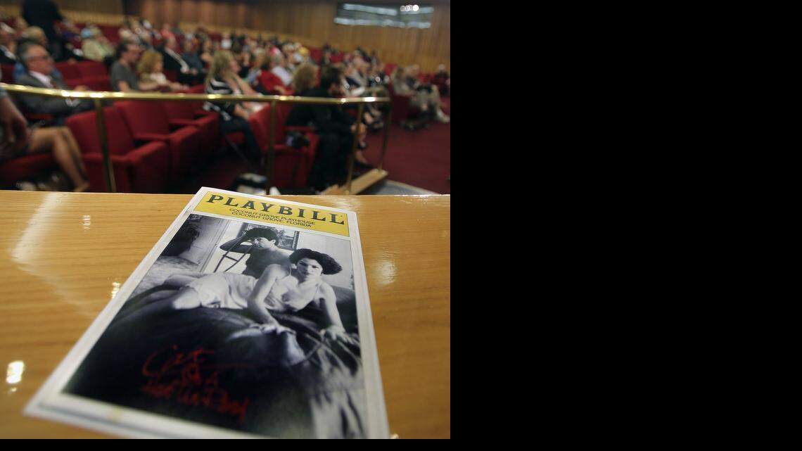 
Frank Wendeln, a supporter of GableStage Artistic Director Joe Adler, brought a Playbill from the first Coconut Grove Playhouse performance he attended, in 1984, which he says inspired his vocation of theater photography. Wendeln brought this Playbill to the Miami-Dade County Commission's committee meeting on Thursday, March 12, 2015. 
