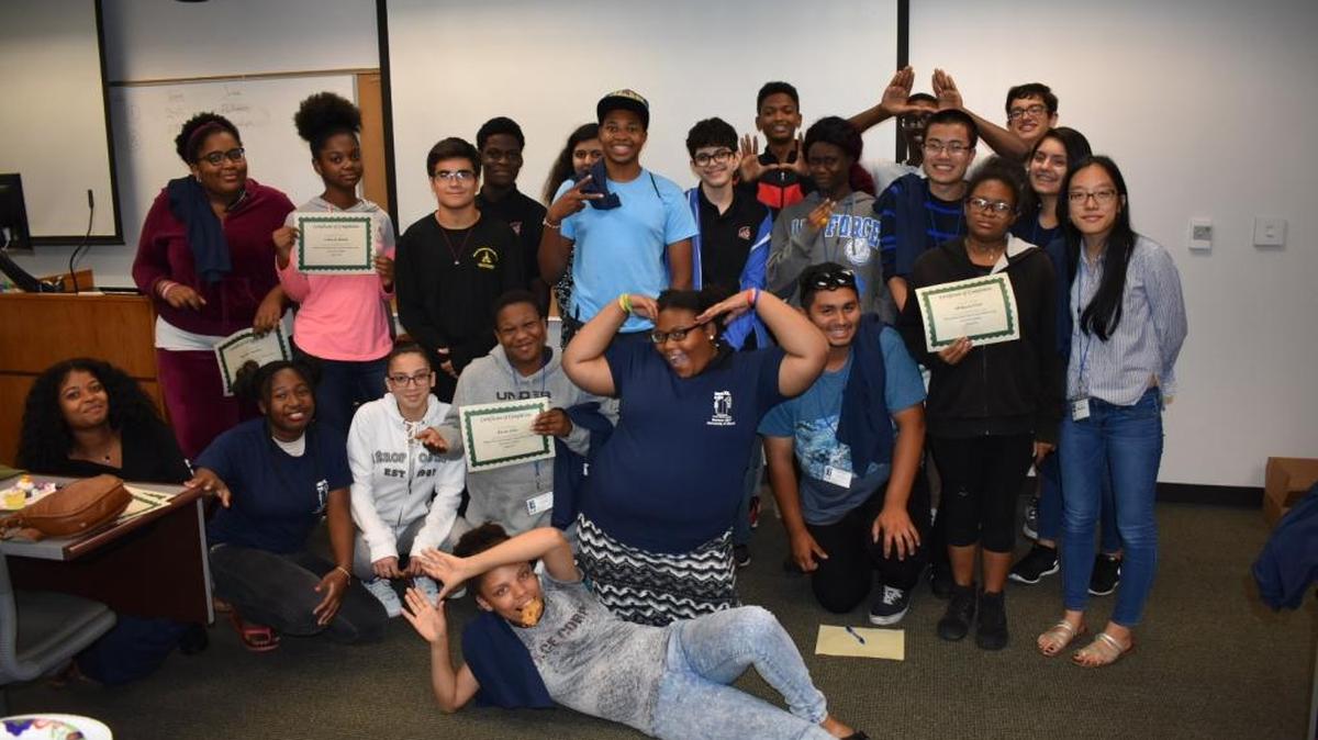 Graduates of the weeklong Miami Urban Debate League Camp held at the University of Miami celebrate their new debate, leadership and critical thinking skills.