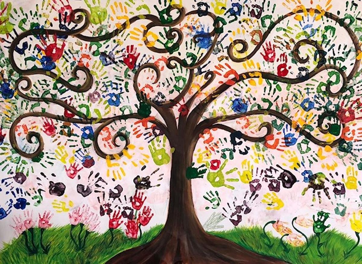 Camp Kangaroo’s Red Group campers, ages 10-11, and their counselors made a large mural called ‘The Tree of Remembrance’ with their handprints as leaves.