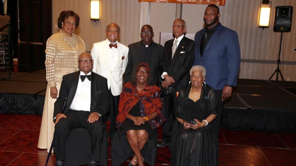 Booker T. Washington Senior High School 2017 Living Legends: Standing, from left, Barbara J. Mason-Gardiner, Class of 1960, public service; Dr. Roland C. Burroughs, Class of 1953, healthcare; Father James McPhee, Class of 1955, philanthropy; the Hon. A. Leo Adderly, Class of 1956, law; and Antonio Dixon, Class of 2004, Sports. Seated, from left: James Campbell, Class of 1953, philanthropy; Patricia Worthy Oyeshiku, PhD., Class of 1960, education; and Jessie Monroe Robinson, PhD., Class of 1961, education.