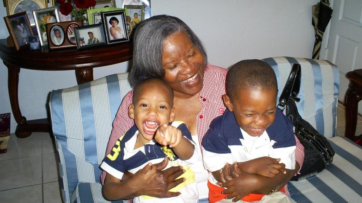 In 2010: Miami Herald columnist Bea Hines with great-granchildren Tavaris Willams, then age 2½, and Jaylen Hines, then age 3.
