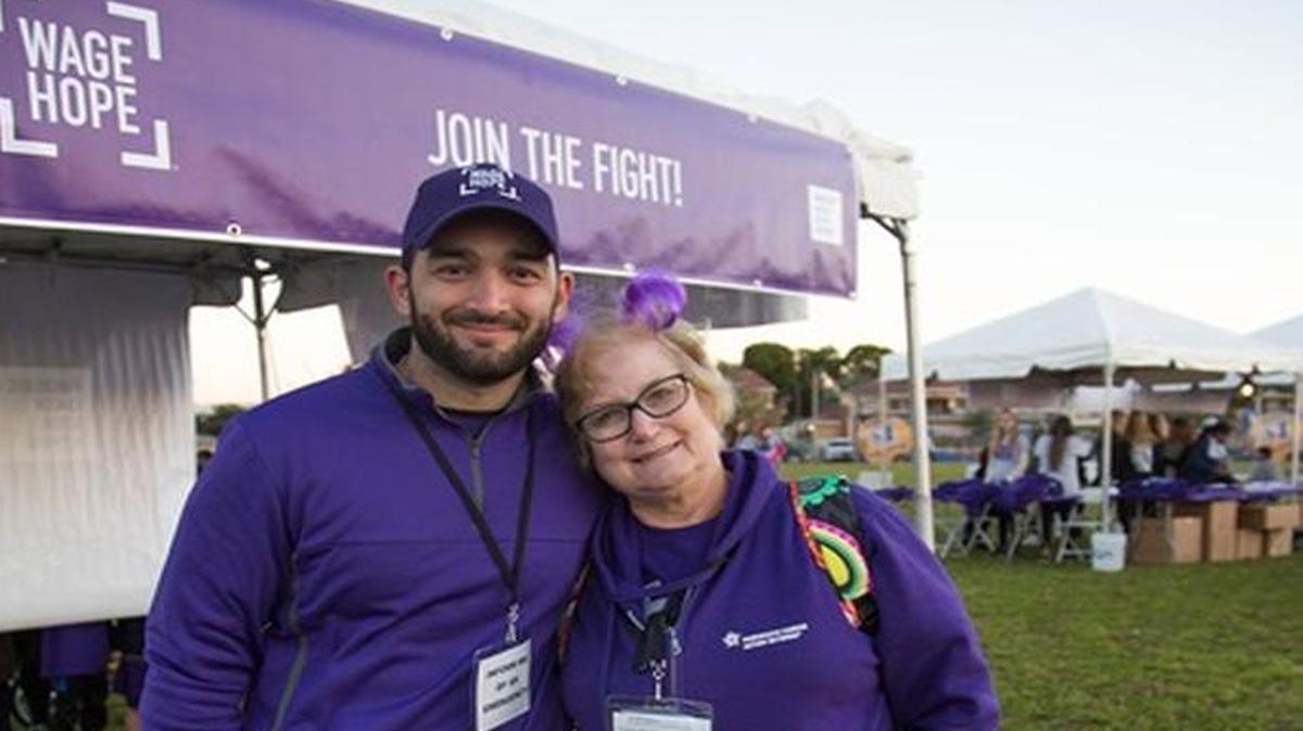PurpleStride Miami 2017 volunteers Andres Tejidor and Anita Marks participate in memory of loved ones who died of pancreatic cancer. The 5K run/walk is Feb. 11 at Tropical Park.