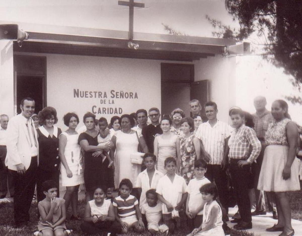 This photo in the late 60s shows Miami’s Our Lady of Charity shrine chapel known as la Ermita and the Cuban exiles who attended service there. Georgina Nieto was one of the shrine’s founder.