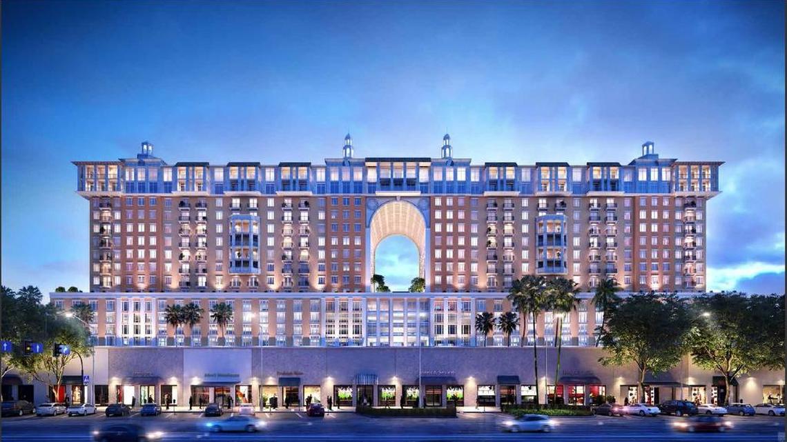 Rendering of Coral Gables City Center’s proposed renovation of the parking garages at 245 and 345 Andalusia Ave.