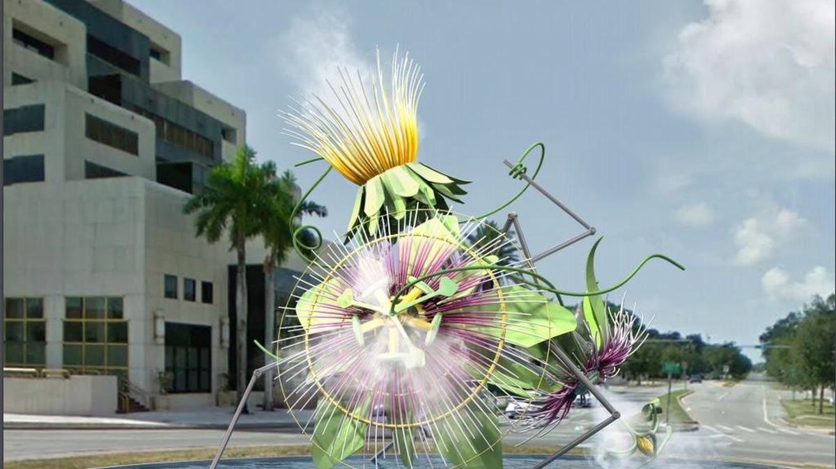 A rendering of one of the sculptures designed by Alice Aycock to be installed at the traffic circle on Segovia Street and Biltmore Way.