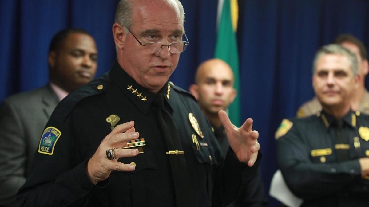 Coral Gables police chief Edward Hudak, Jr., pictured at a press conference in 2015.