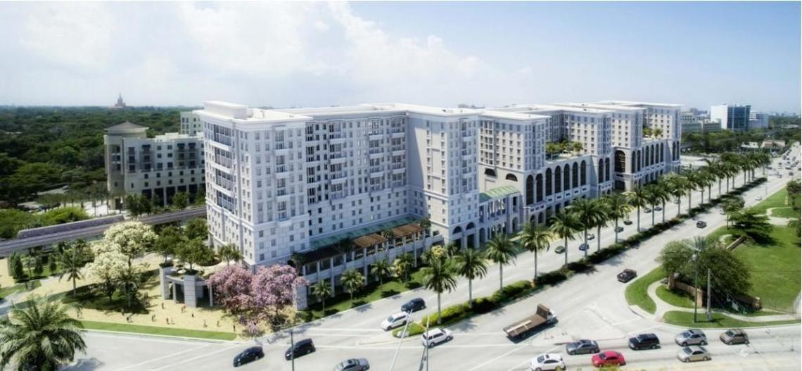 An artist’s rendering of the proposed Gables Station site at 215 and 251 S. Dixie Hwy. in Coral Gables.