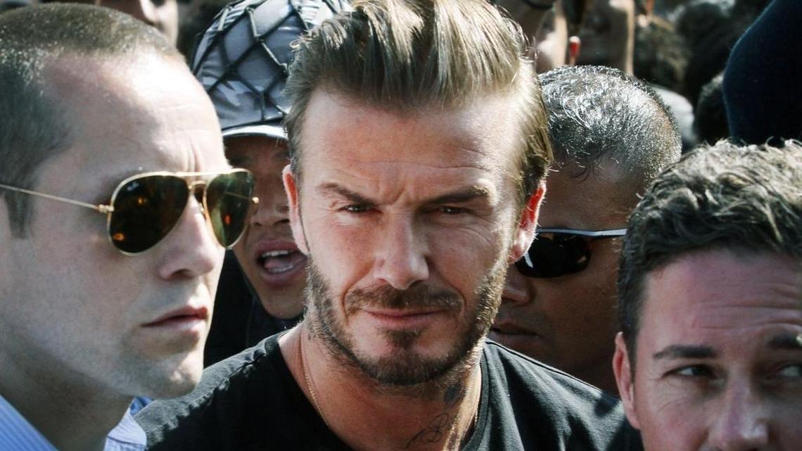 Former England international football player and UNICEF Goodwill Ambassador David Beckham arrives at the start of a visit to Nepal for the United Nations Childrens Fund (UNICEF) in Kathmandu on November 6, 2015. AFP PHOTO / Rajendra KCRajendra KC/AFP/Getty Images