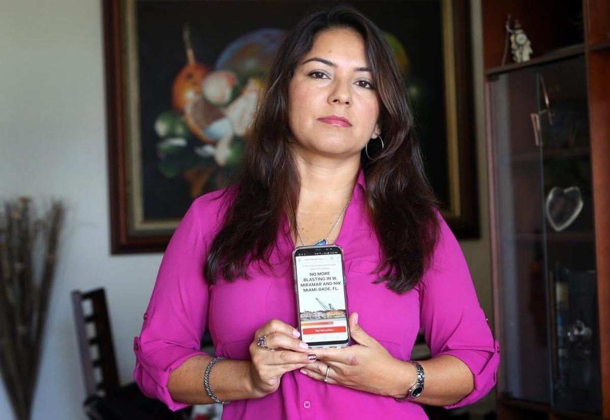 Kate Tobon and her family live in Riviera Isles, a Miramar neighborhood that is being affected by blasting from the White Rock Quarries. Tobon has started a petition to stop the blasting.