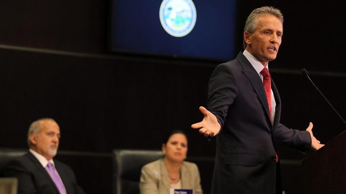 Doral Mayor Luigi Boria delivers the state of the city address at Doral City Hall, on Tuesday Nov. 17, 2015.