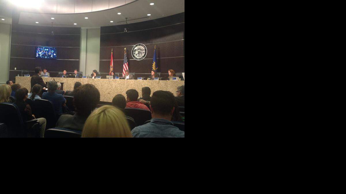 
Doral City Council members on Wednesday listen to audience members discuss giving benefits to the domestic partners of city employees
