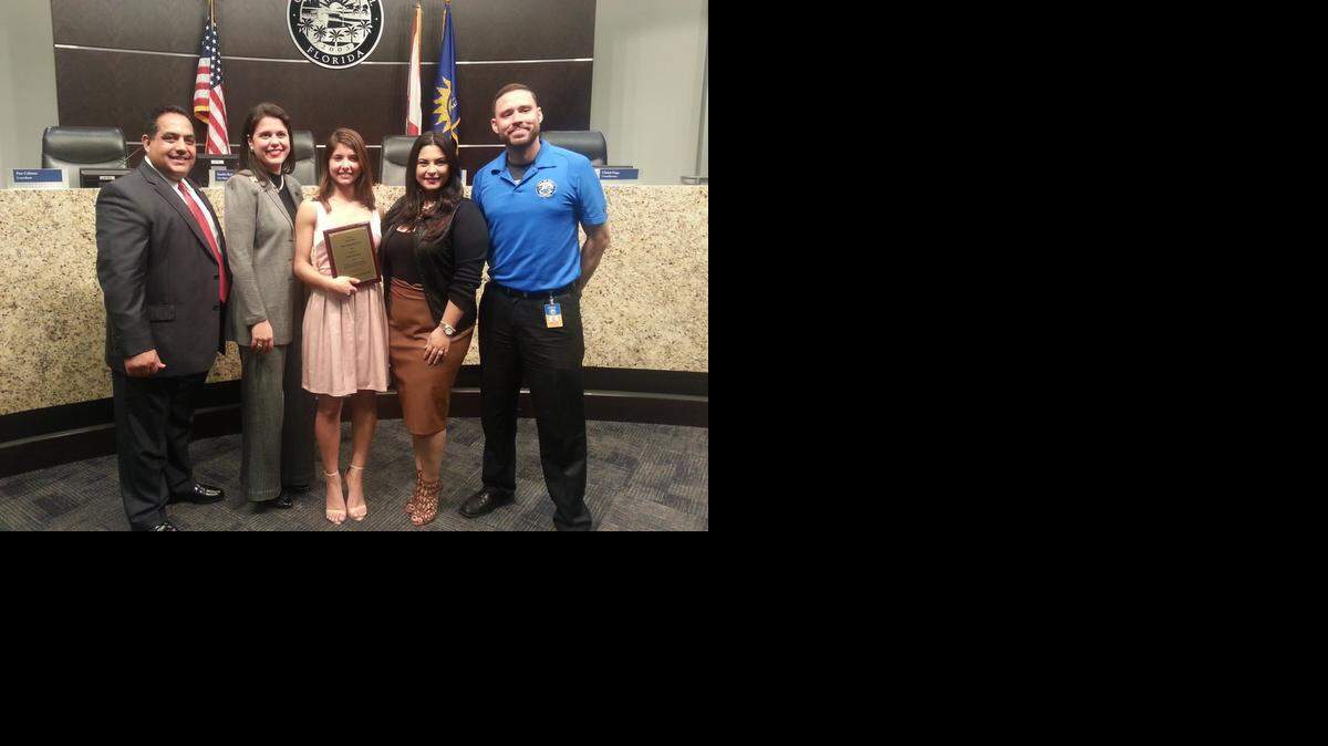 
From left to right: Doral Buick GMC General Manager Ralph Avila; Doral Councilwoman Ana Maria Rodriguez; Nadia Napolitano; Doral Councilwoman Christi Fraga; Doral Parks and Recreation Programs Coordinator Steven Diaz.
