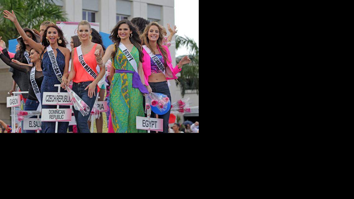 
Miss Universe contestants ride floats in Doral on Sunday, Jan. 11, 2015, in their first public presentation for the upcoming competition on Jan. 25. There was also a Celebration of Nations Cultural Festival which took place around Doral City Hall.
