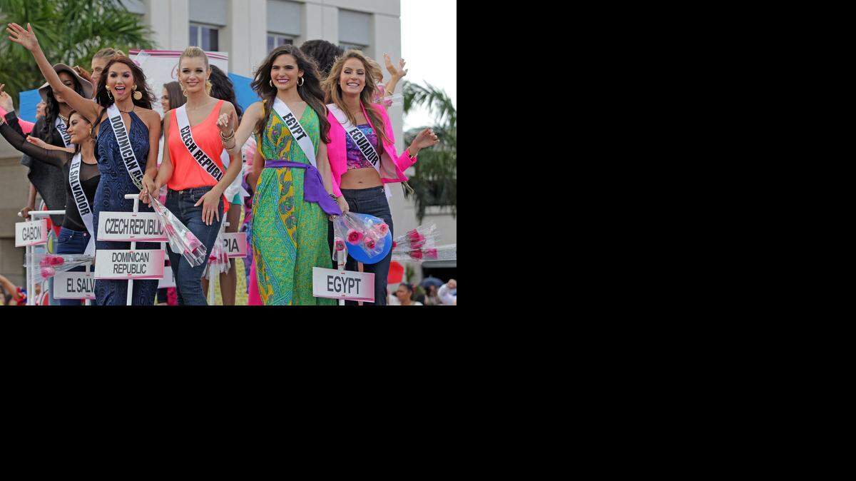 
Miss Universe contestants ride floats in Doral on Sunday, Jan. 11, 2015, in their first public presentation for the upcoming competition on Jan. 25. There was also a Celebration of Nations Cultural Festival which took place around Doral City Hall.
