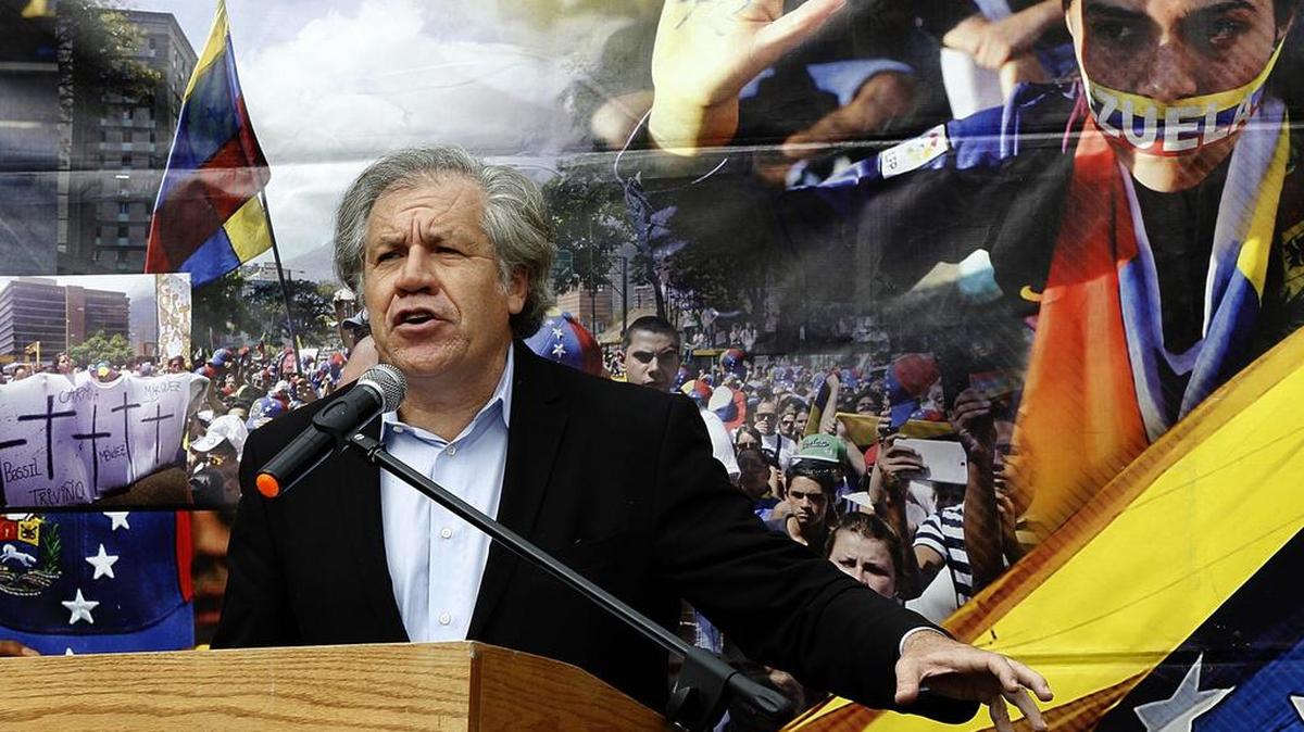 Luis Almagro, Secretary General of the Organization of American States, speaks during a rally organized by the Venezuelan exile community in Doral, Florida, on Saturday, Jan, 20, 2018.