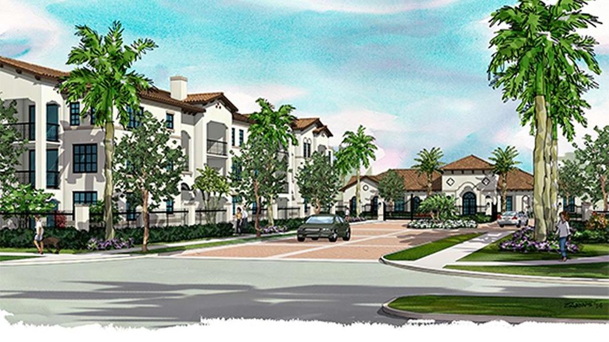 Last year, changes were approved to build a major residential development on 87th Avenue and Northwest 27th Street next to the hotel InterContinental at Doral Miami — an area surrounded by warehouses and truck routes. Pictured are renderings of the Residences at Intercontinental. It is still under construction.