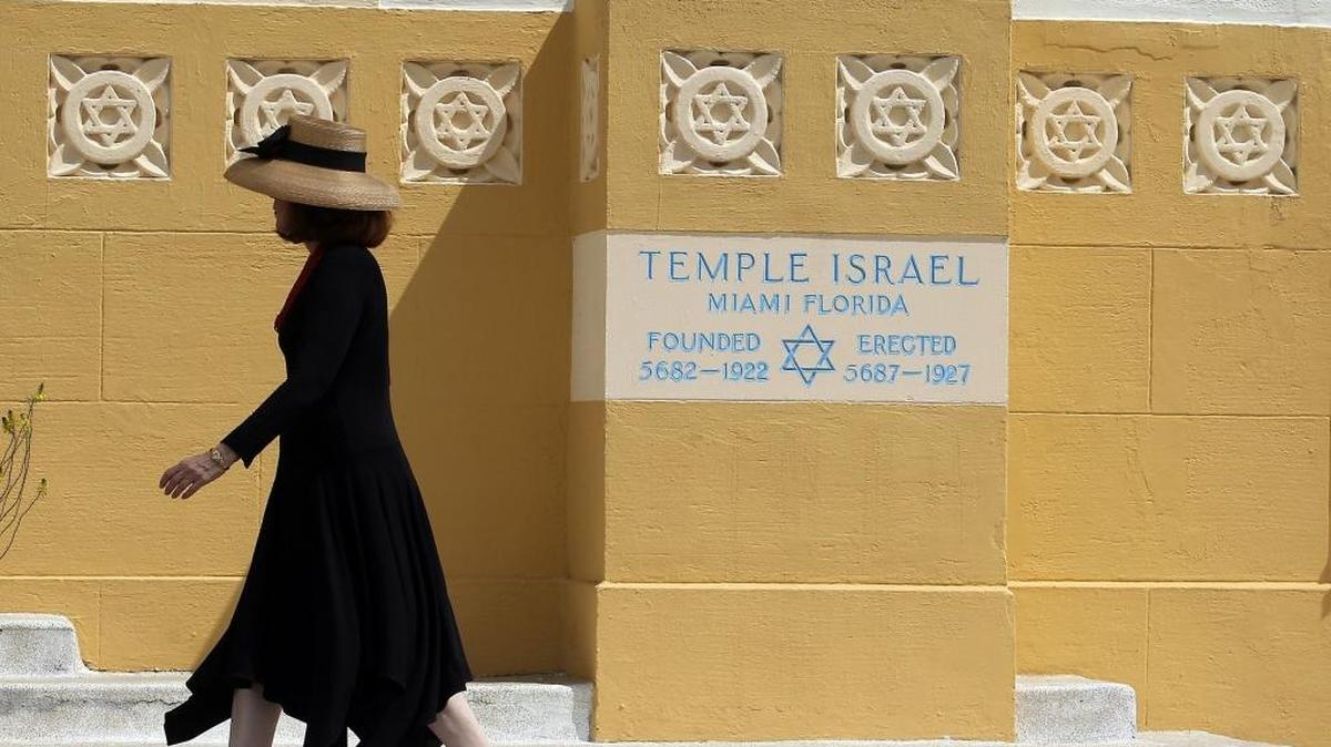 Friends and relatives attend a memorial for celebrity skin doctor Fredric Brandt on Sunday April 12, 2015 at Temple Israel of Greater Miami.
