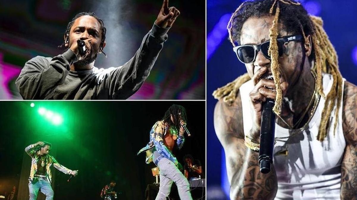Kendrick Lamar, top left, Migos, bottom left, and Lil Wayne, right, are scheduled to perform at Rolling Loud.