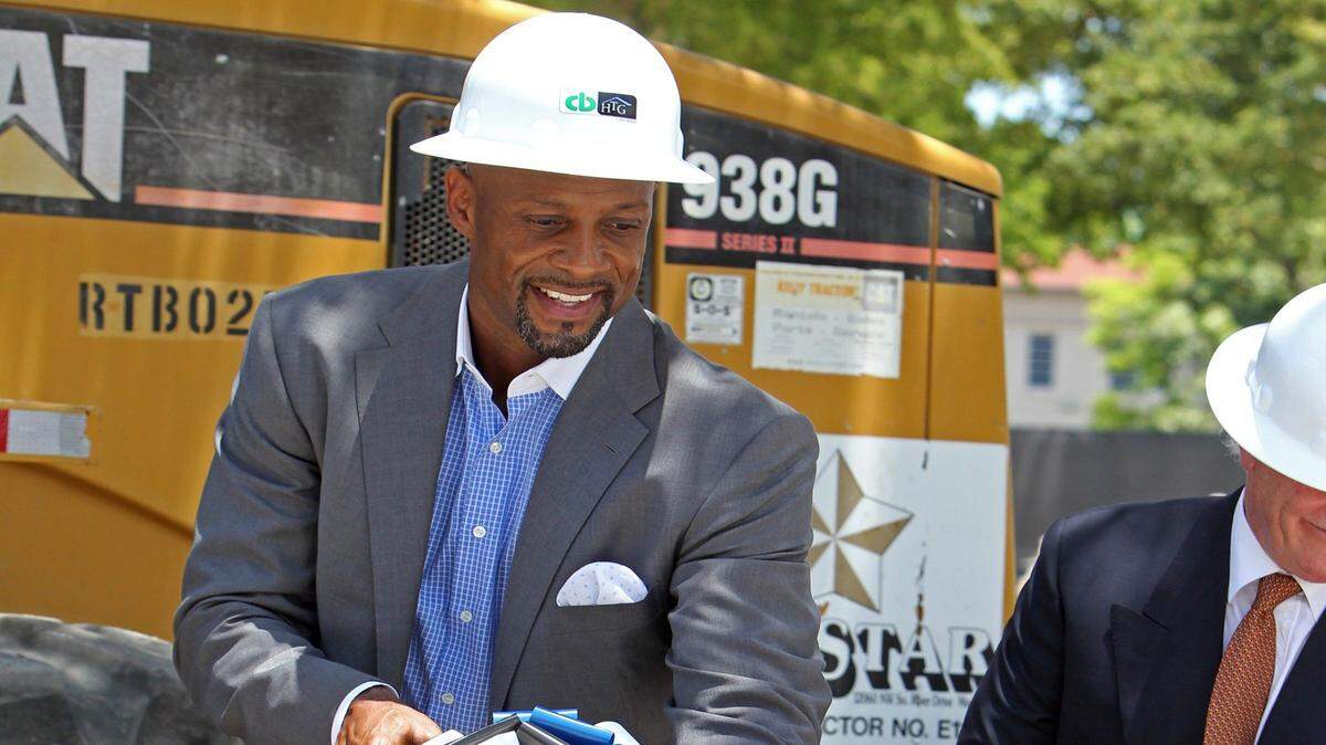 Alonzo Mourning and his development team break ground for an affordable housing project in Miami's Overtown neighborhood Monday, June 22, 2015.