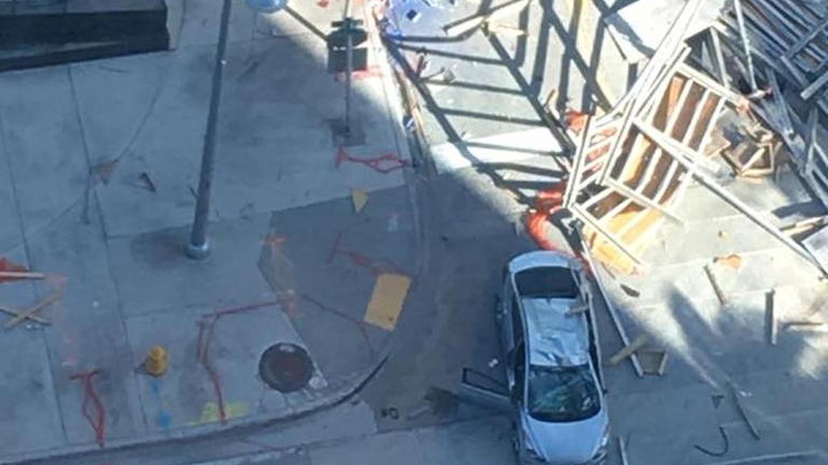 A structure collapsed Wednesday afternoon at 1450 Brickell Ave. in Miami.