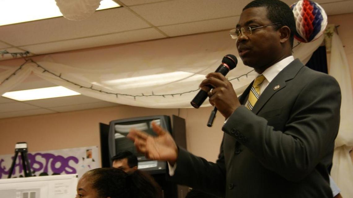 Ola Aluko, who is listed as the president of Miami’s St. John Community Development Corp, pictured here in 2008 when he was a city official. He is under investigation by the State Attorney’s Office for a suspicious land deal involving St. John.