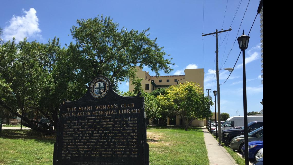 
The Miami Woman’s Club headquarters (in background) may be leased for 90 years to a real estate investment company. The building, on the National Register of Historic Places, needs millions of dollars in renovations in order to be opened for use.
