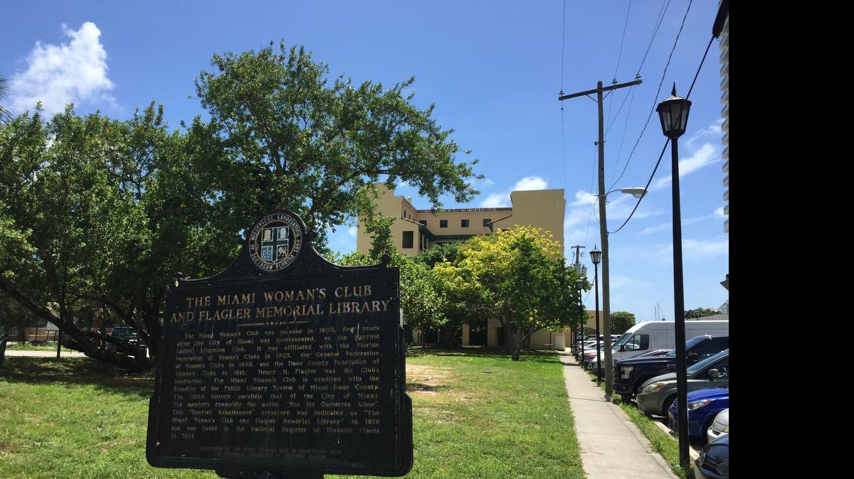 
The Miami Woman’s Club headquarters (in background) may be leased for 90 years to a real estate investment company. The building, on the National Register of Historic Places, needs millions of dollars in renovations in order to be opened for use.
