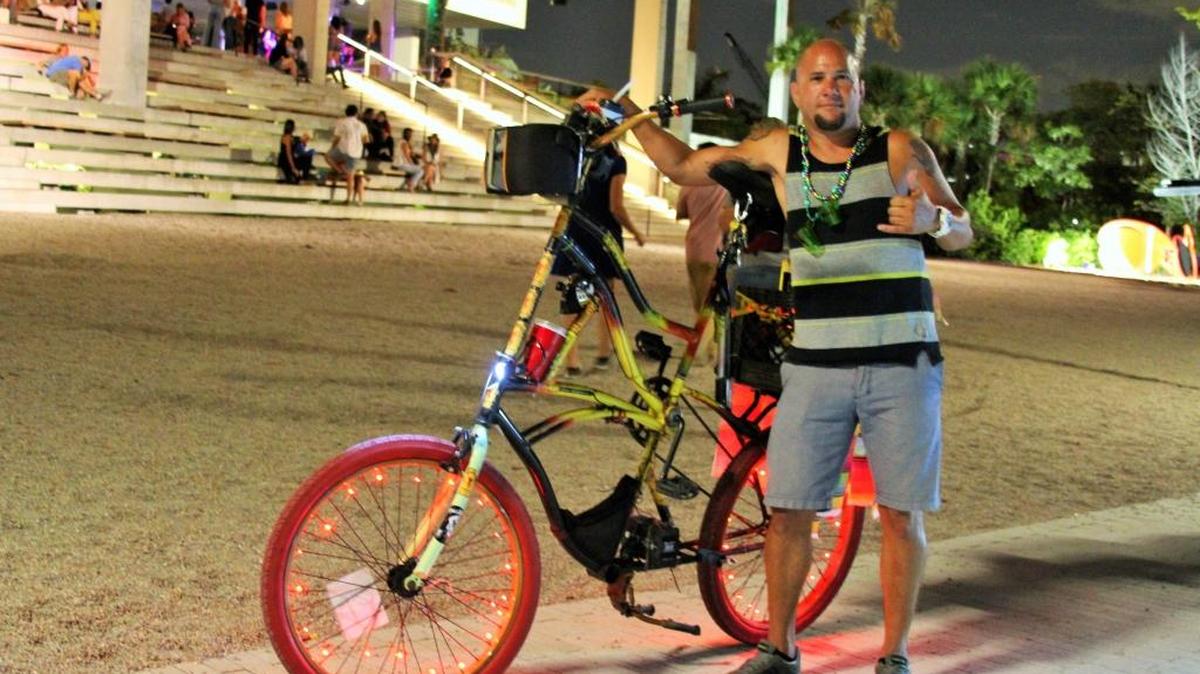 Joe Cervantes of Miami on May 5 at Perez Art Museum Miami (PAMM). May is National Bike Month and as a way to celebrate cyclists and “green” commuting, PAMM is offering free museum admission this month to all who arrive via bike.