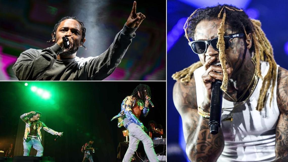 Kendrick Lamar, top left, Migos, bottom left, and Lil Wayne, right, are scheduled to perform at Rolling Loud.