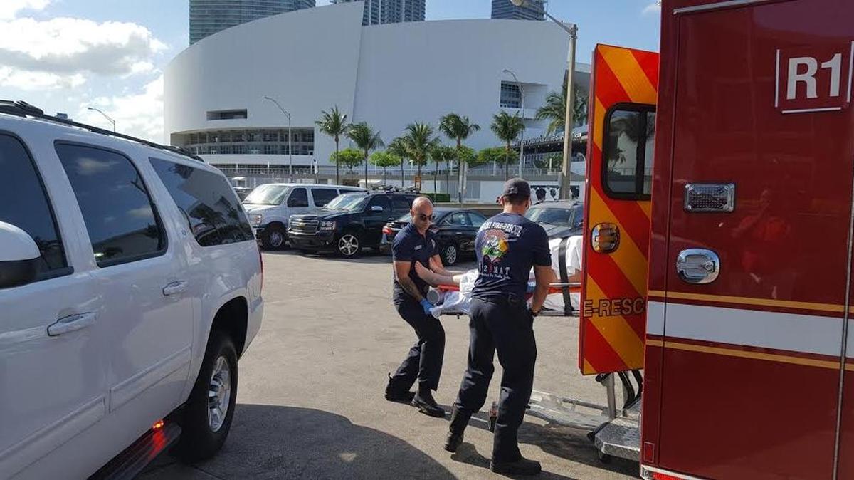 A tourist from New York was struck by a personal watercraft Sunday afternoon as he stood in the waters off Flagler Monument Island.