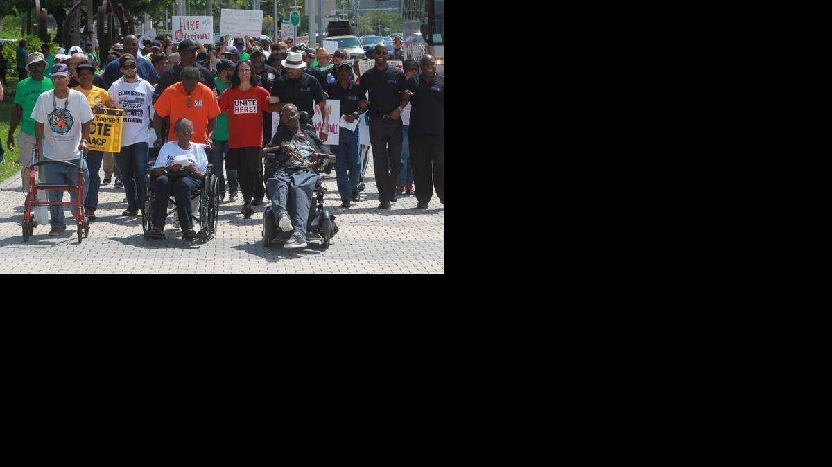 
A coalition of local civil rights and community organizations marched Saturday, March, 7, 2015, in Miami’s Overtown to commemorate the 50th anniversary of “Bloody Sunday” in Selma, Alabama, a landmark event that ushered in the federal Voting Rights Act.
