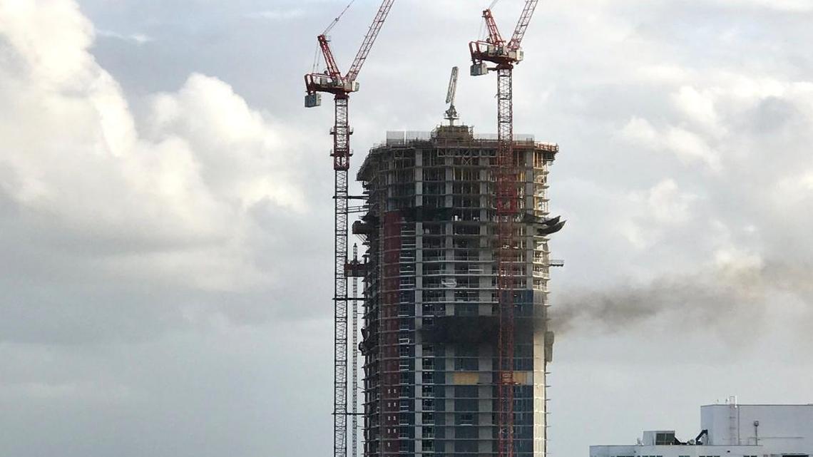 Brickell Panorama on fire Friday, March 24, 2017.