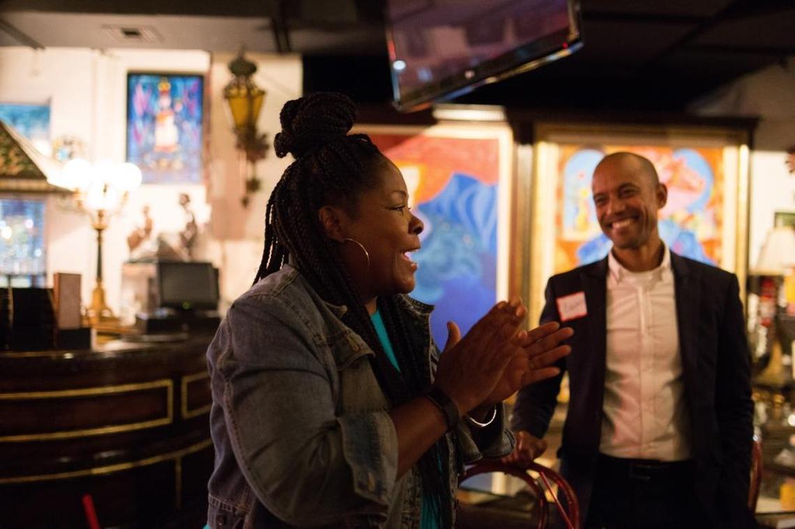 Rumcake Factory owner, Elena Robinson, speaks during the first meeting of the Afro-Latino Professionals held in Miami’s Little Havana neighborhood.