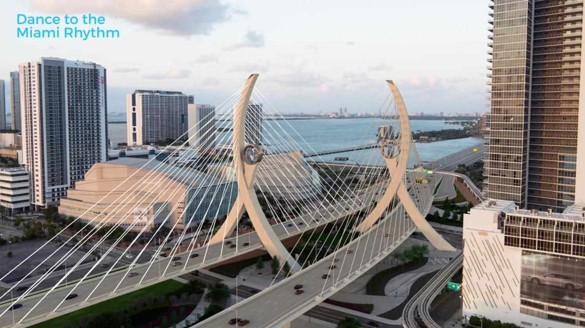 The design for the Interstate 395 signature bridge by the second-ranked Fluor-Astaldi-MCM consortium.