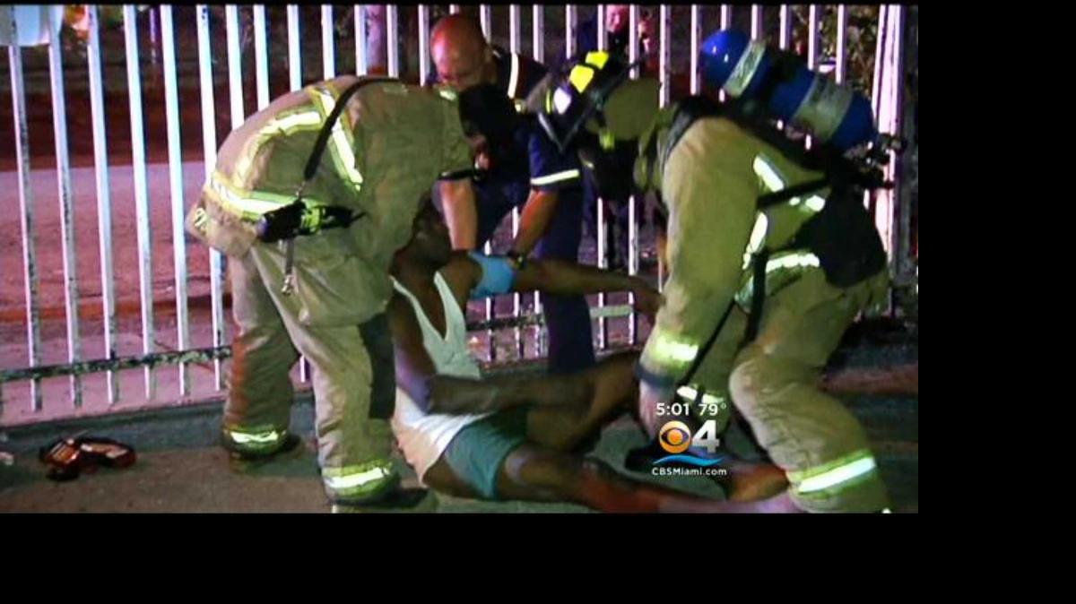 
Miami firefighters help a man who said he left a generator on in his house and was likely poisoned by carbon monoxide.
