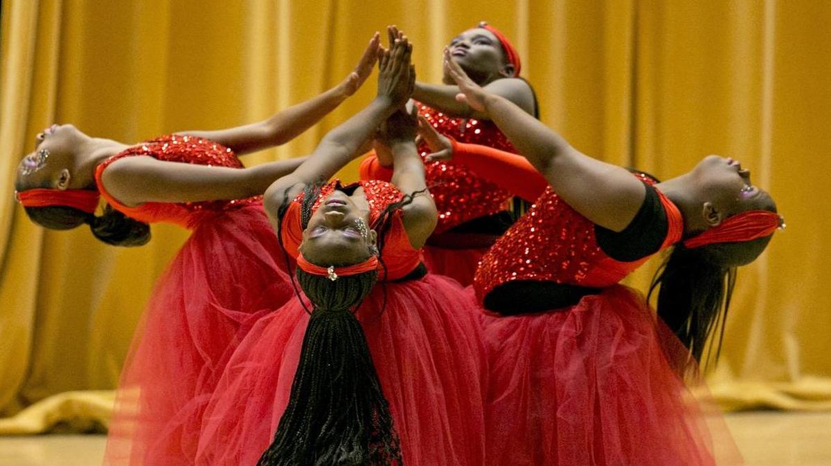 
A scene from Pretty Girlz Rock Presents: Save Our Youth of America Part 2. The dance recital on Saturday at Miami Northwestern High involved girls from families who have lost loved ones to violence in the community.
